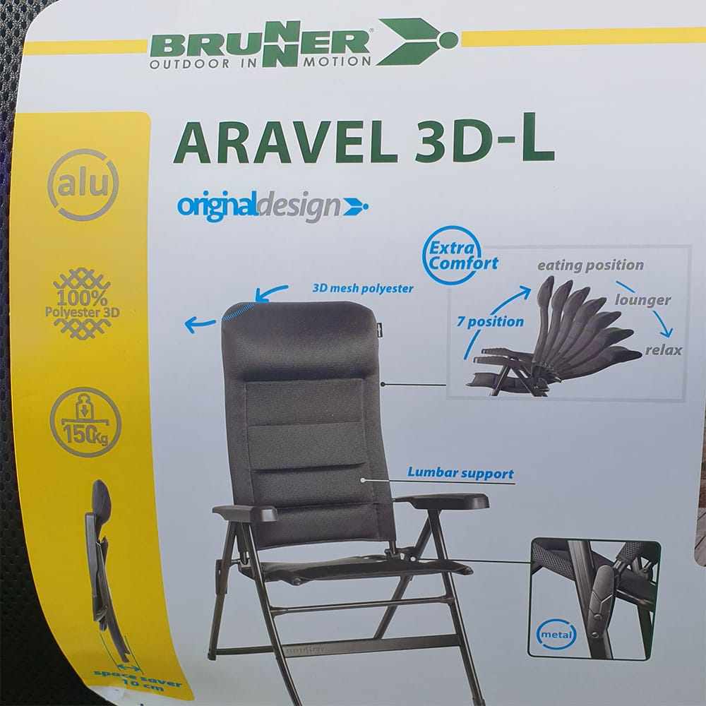 BRUNNER ARAVEL  CAMPING CHAIR RECLINER Sizes Small Medium Large 3 Year Warranty 
