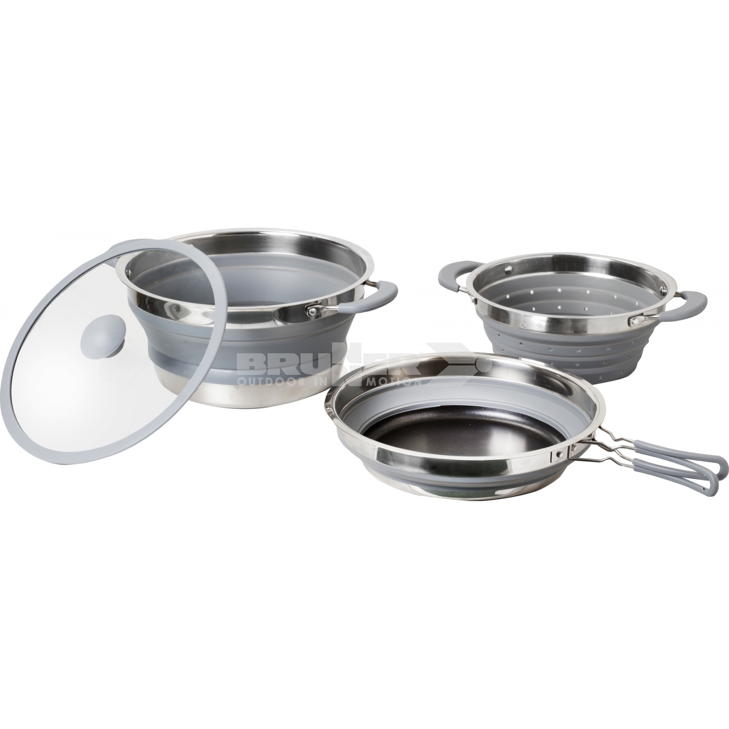Brunner Volcano Collapsible Silicon Saucepan Set with Colander