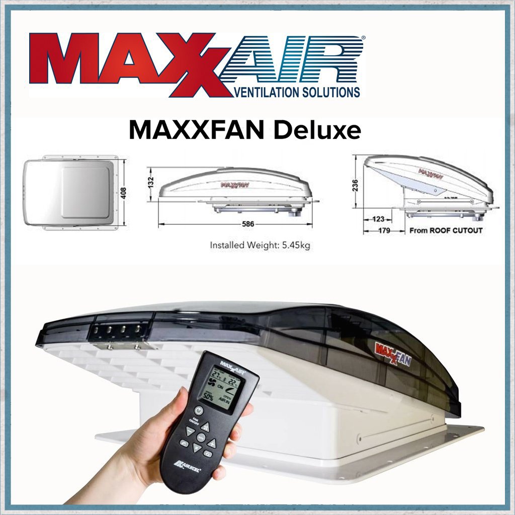 MAXXFAN DELUXE Euro Size Motorhome / Campervan Roof Vent Fan (350 X 350) -  Camper Happy